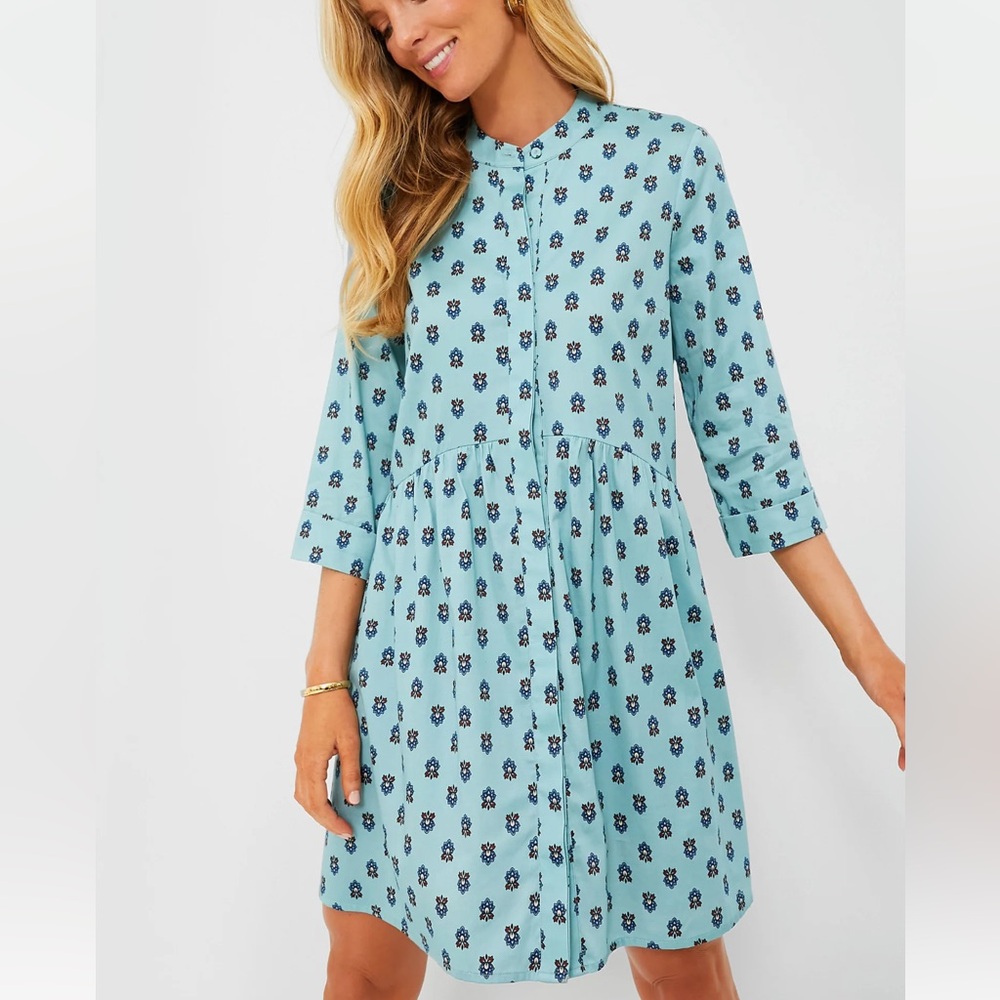 Tuckernuck slate blue half drop royal shirt dress
